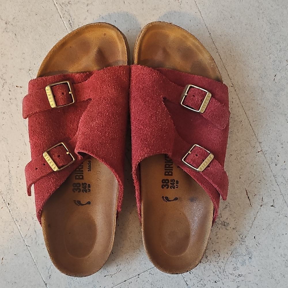 Birkenstock Zürich 1964 Suede Leather - Dark Red Suede Sandals